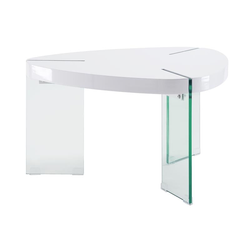 ACME Noland Coffee Table in White High Gloss & Clear Glass