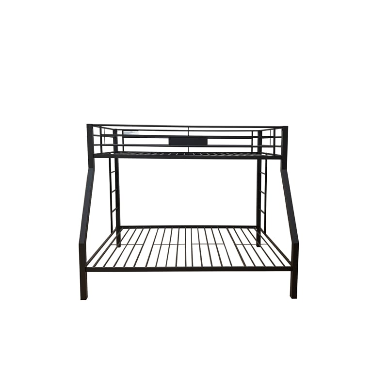ACME Limbra Frame Twin over Queen Metal Bunk Bed with Ladder in Sandy Black
