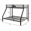 ACME Limbra Frame Twin over Queen Metal Bunk Bed with Ladder in Sandy Black