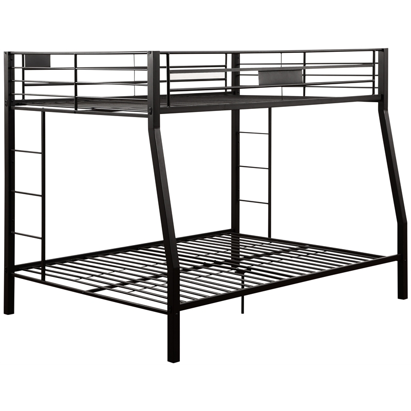 ACME Limbra Metal Frame Full XL over Queen Bunk Bed with Ladder in Sandy Black