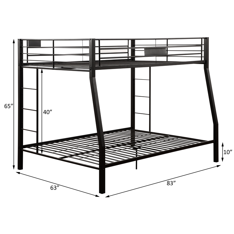 ACME Limbra Metal Frame Full XL over Queen Bunk Bed with Ladder in Sandy Black