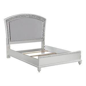 ACME Maverick Eastern King Upholstered Wooden Panel Bed in White Platinum