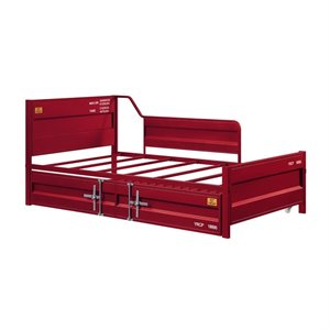 ACME Cargo Metal Frame Twin Daybed with Trundle in Red