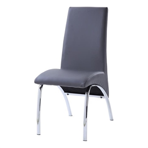 acme noland side chair (set-2) in gray pu & chrome