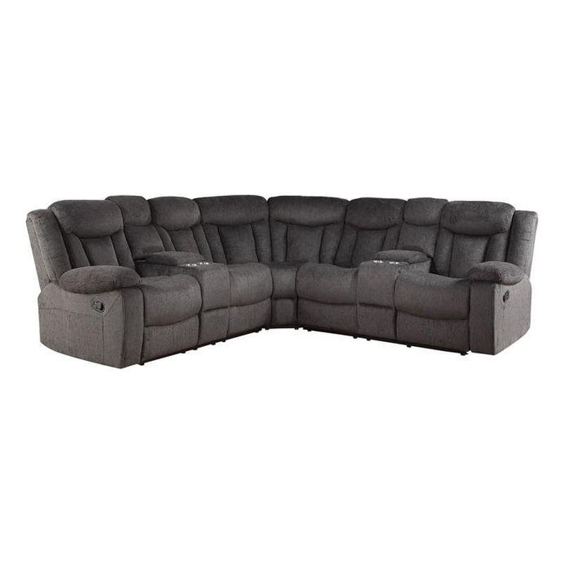 Acme Rylan Sectional Sofa In Dark Brown, Dark Brown Sectional Sofas