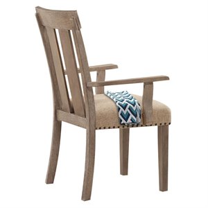 acme nathaniel arm chair (set-2) in fabric & maple
