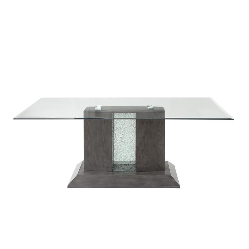ACME Bernice Dining Table in Gray Oak & Glass Top Cymax Business