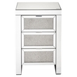 ACME Noralie Glass Nightstand with 3 Drawers in Mirrored and Faux Diamonds