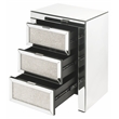 ACME Noralie Glass Nightstand with 3 Drawers in Mirrored and Faux Diamonds