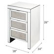 ACME Noralie Glass Nightstand with 3 Drawers in Mirrored and Faux Diamonds