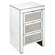 ACME Noralie Glass Nightstand with 3 Drawers in Mirrored and Faux Diamonds