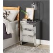 ACME Noralie Glass Nightstand with 3 Drawers in Mirrored and Faux Diamonds