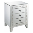 ACME Nasa Glass Nightstand with 3 Drawers in Mirrored and Mother Pearl