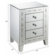 ACME Nasa Glass Nightstand with 3 Drawers in Mirrored and Mother Pearl