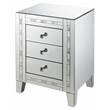 ACME Nasa Glass Nightstand with 3 Drawers in Mirrored and Mother Pearl