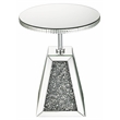 ACME Noralie Round Glass Side Table with Pedestal Base in Mirrored
