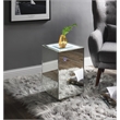 ACME Nowles Glass Top Accent Table with LED Light in Mirrored and Faux Stones