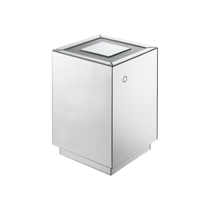 ACME Nowles Glass Top Accent Table with LED Light in Mirrored and Faux Stones