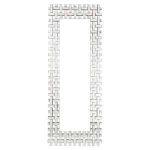 acme dominic wooden frame wall decor mirror with beveled edges in mirrored