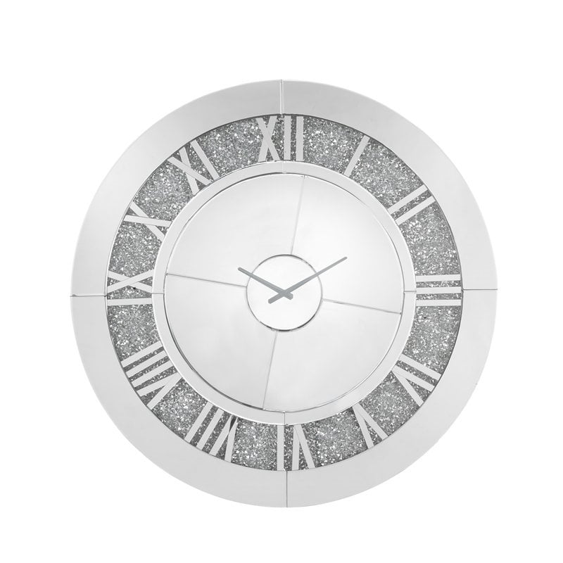 Noralie Wall Clock in Mirrored & Faux Diamonds