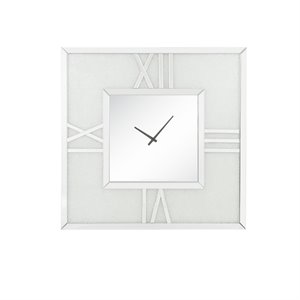 acme noralie square wall clock with led light in mirrored and faux diamonds