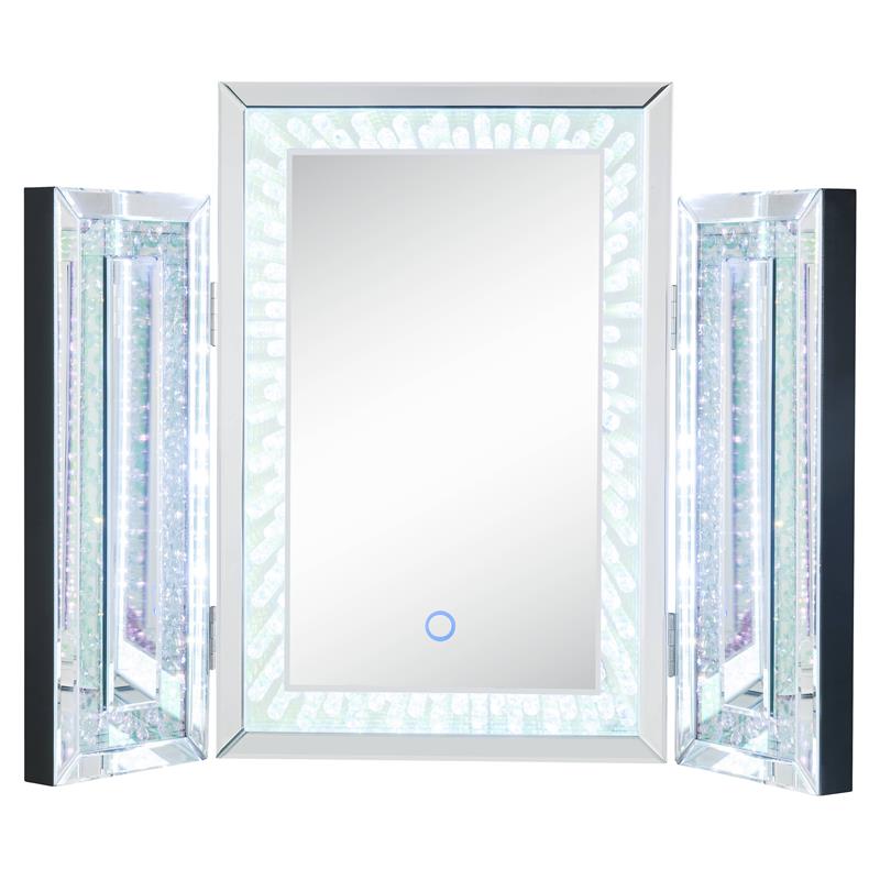 ACME Nysa Wooden Accent Decor Mirror in Mirrored and Faux Crystals