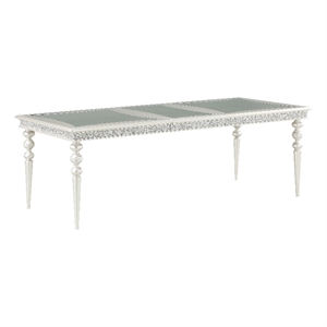 Acme Maverick Rectangular Wooden Dining Table with Leaf in Platinum White