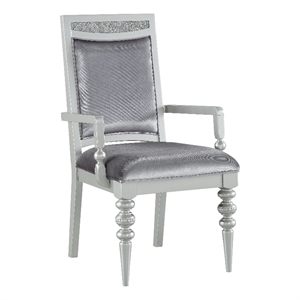 ACME Maverick Fabric Upholstered Arm Chair in Platinum Gray Set of 2