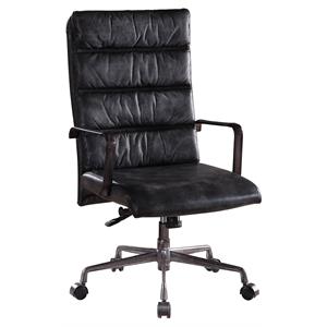 acme jairo tufted leather upholstered swivel office chair in vintage black