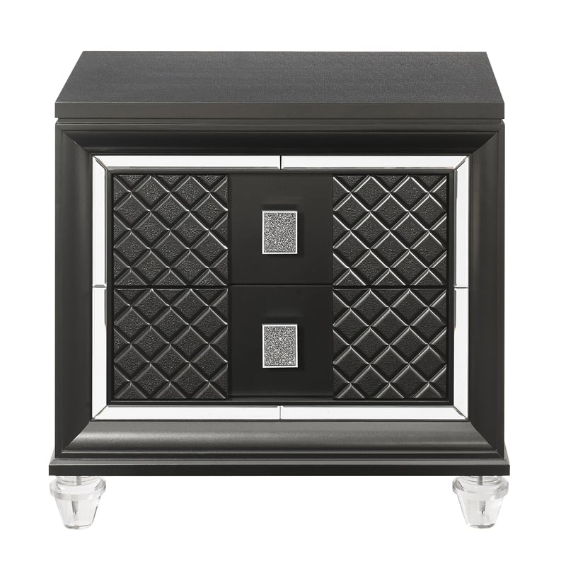 Acme Sawyer 2-Drawer Wooden Nightstand in Metallic Gray