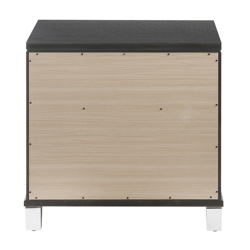 Acme Sawyer 2-Drawer Wooden Nightstand in Metallic Gray