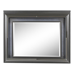 acme sawyer mirror w/led in metallic gray