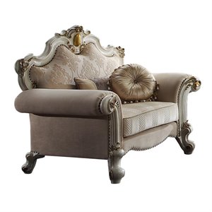 acme picardy chair w/2 pillows in fabric & antique pearl