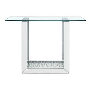 Acme Nysa Console Table in Mirrored & Faux Crystals