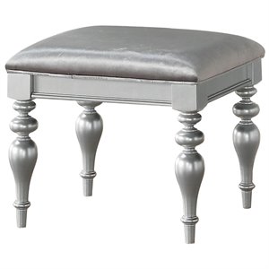 acme maverick vanity stool in fabric & platinum
