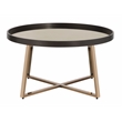 ACME Hepton Round Mirrored Top Coffee Table in Walnut and Mirrored