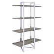 ACME Libby 4 Fixed Wooden Shelves Rectangular Bookshelf in Chrome Metal