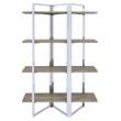 ACME Libby 4 Fixed Wooden Shelves Rectangular Bookshelf in Chrome Metal