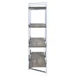 ACME Libby 4 Fixed Wooden Shelves Rectangular Bookshelf in Chrome Metal