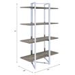 ACME Libby 4 Fixed Wooden Shelves Rectangular Bookshelf in Chrome Metal