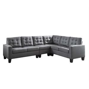 acme earsom sectional sofa in gray linen