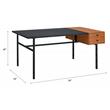 ACME Oaken Wooden 2-Drawer Writing Desk with Metal Legs in Honey Oak and Black