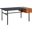 ACME Oaken Wooden 2-Drawer Writing Desk with Metal Legs in Honey Oak and Black