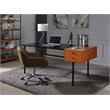 ACME Oaken Wooden 2-Drawer Writing Desk with Metal Legs in Honey Oak and Black