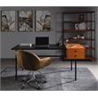 ACME Oaken Wooden 2-Drawer Writing Desk with Metal Legs in Honey Oak and Black
