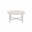 ACME Brecon Round Wooden Top Coffee Table in White Oak and Chrome