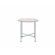 ACME Brecon Round Wooden Top End Table in White Oak and Chrome