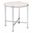 ACME Brecon Round Wooden Top End Table in White Oak and Chrome