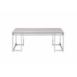 ACME Chafik Rectangular Wooden Coffee Table in Natural Oak and Chrome