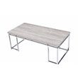 ACME Chafik Rectangular Wooden Coffee Table in Natural Oak and Chrome